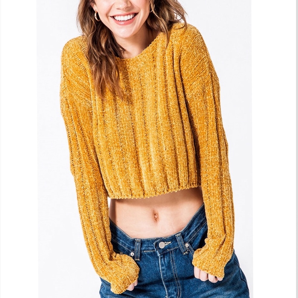 HP💗Mustard Cropped Boxy Sweater - Picture 4 of 6